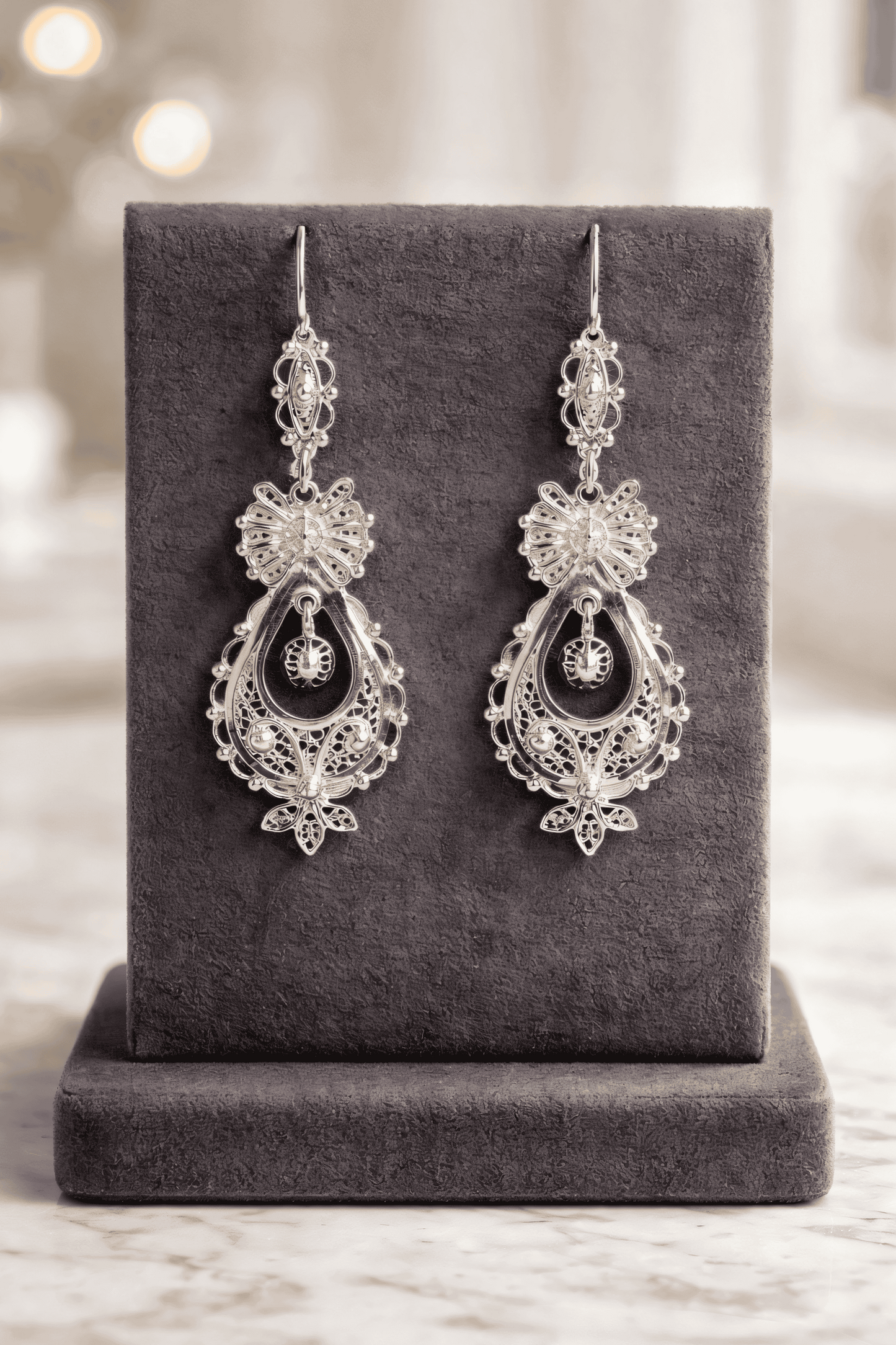 Brincos de Princesa (Prateado) 5cm