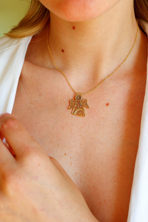 Anjo I Colar Banhado em Ouro