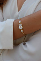 Anne IV Bracelete Banhada em Ouro com Pedra Transparente