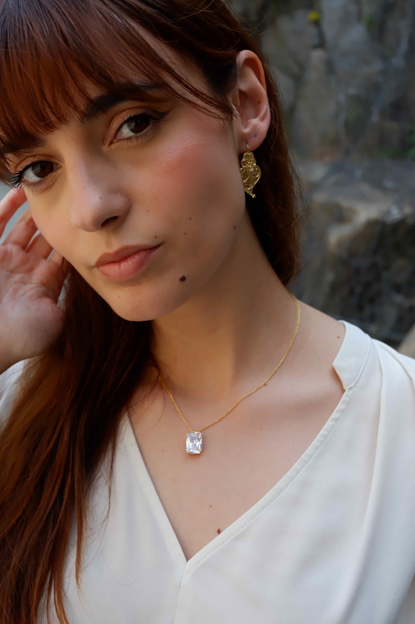 Anne I Colar Banhado em Ouro com Pedra Transparente