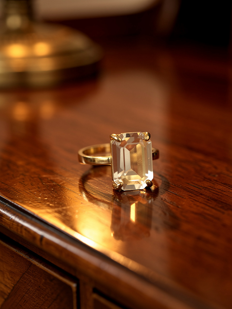 Anne III Anel Banhado em Ouro com Pedra Transparente