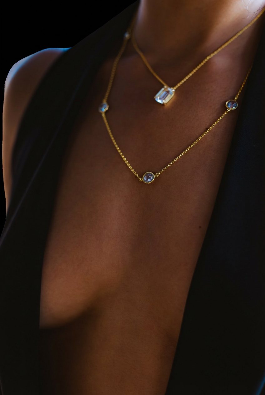 Anne I Colar Banhado em Ouro com Pedra Transparente