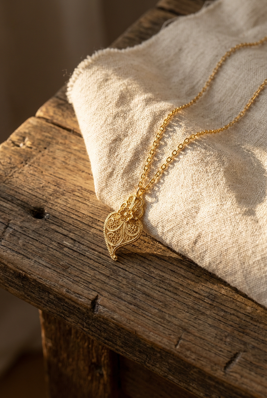 Coração de Viana Plaqueado em Ouro (3,5 cm)