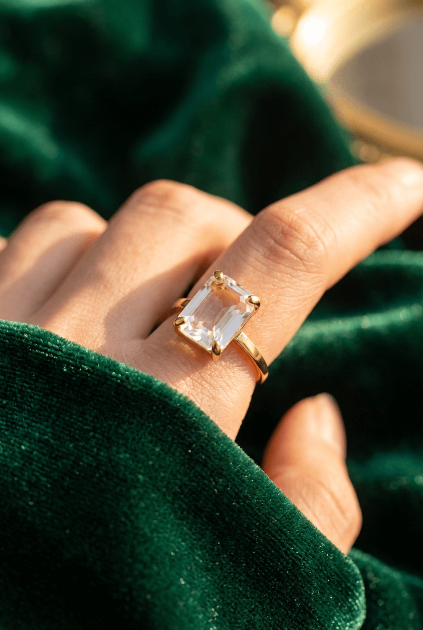 Anne III Anel Banhado em Ouro com Pedra Transparente