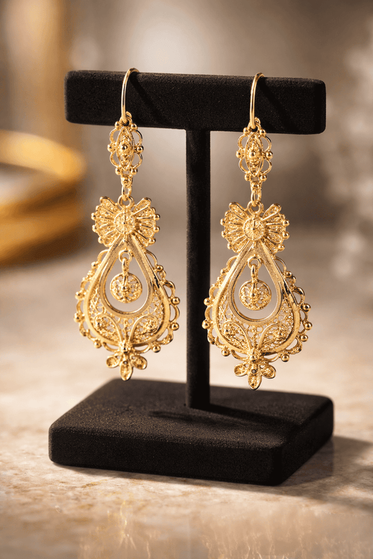 Brincos de Princesa (Plaqueado em Ouro) 5cm