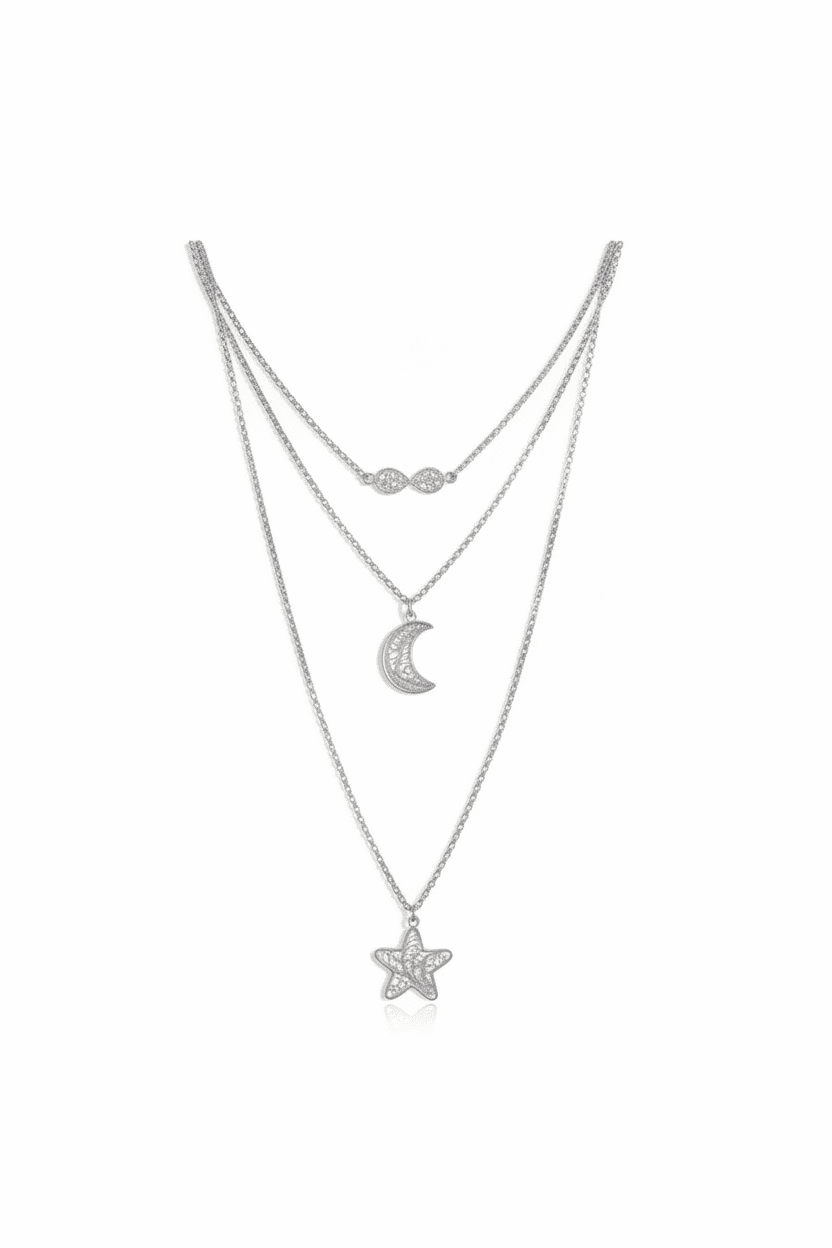 Os 3 Amuletos I Colar Prateado
