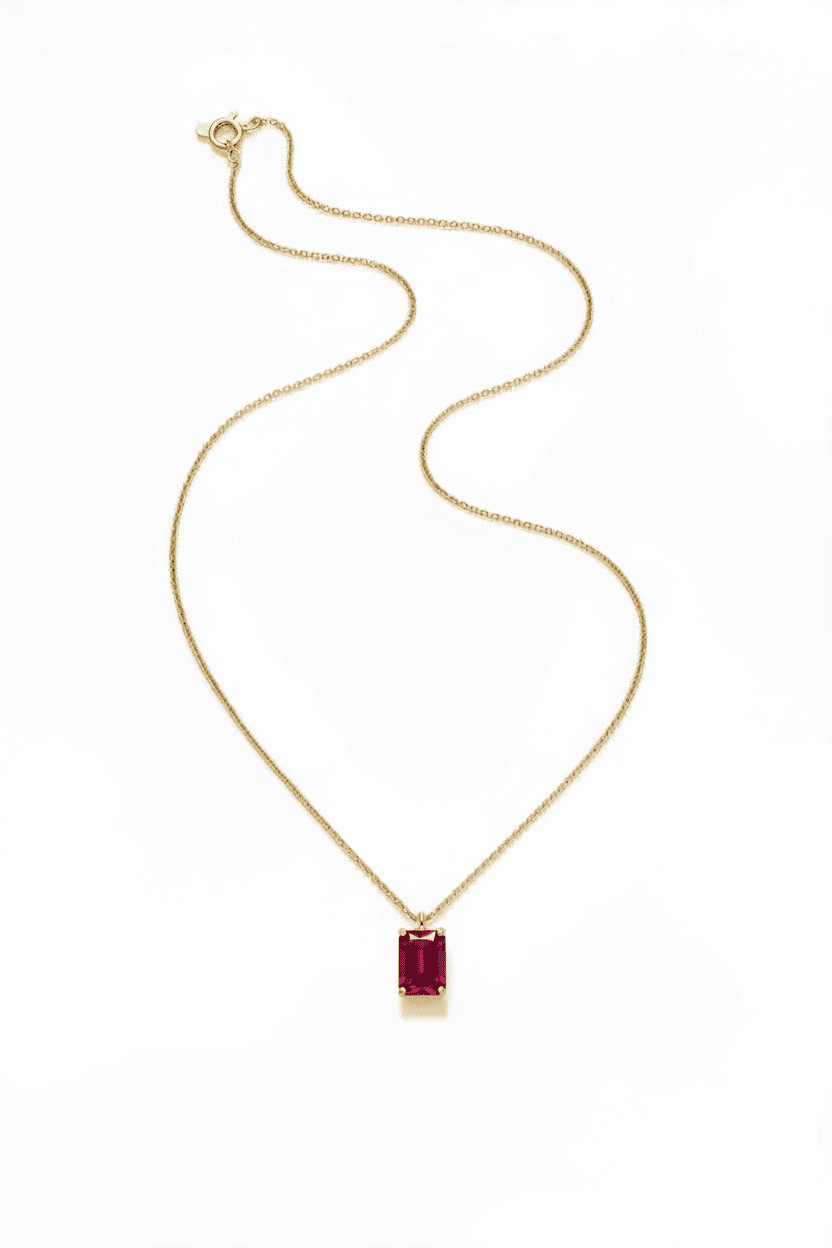 Bella I Colar Banhado em Ouro com Pedra Vermelho Tormalino