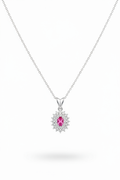 Charlotte I Colar Prateado com Pedra Rosa