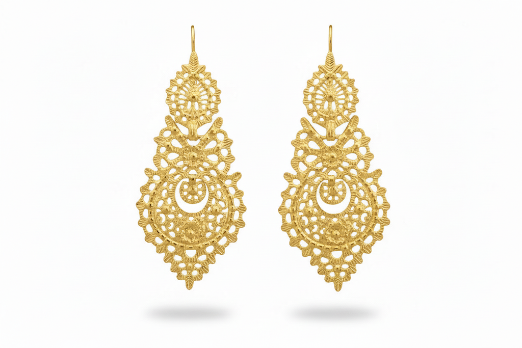 Brincos da Rainha II Banhados em Ouro 5,5cm