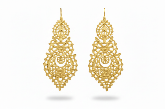 Brincos da Rainha II Banhados em Ouro 5,5cm