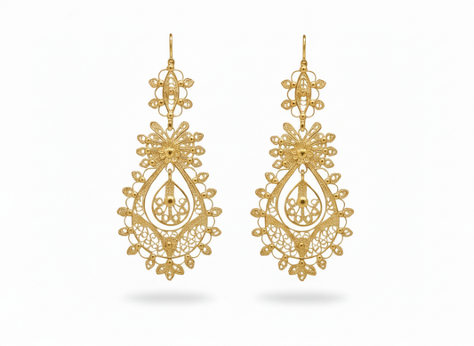 Brincos de Princesa II Banhados em Ouro 5cm