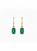 Bella II Brincos Banhados em Ouro com Pedra Verde Esmeralda