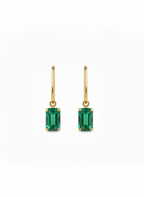 Bella II Brincos Banhados em Ouro com Pedra Verde Esmeralda