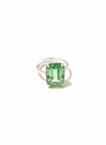 Anne III Anel Prateado com Pedra Verde