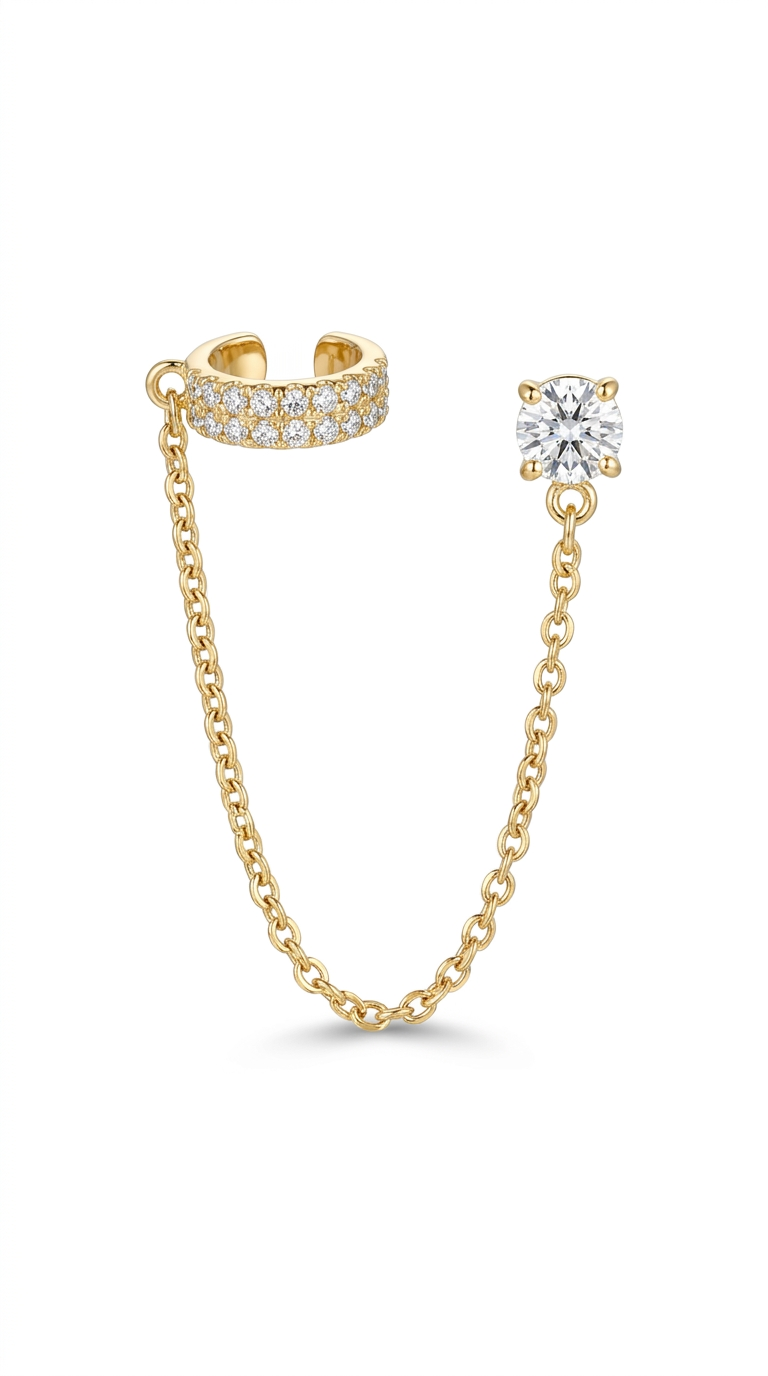 Agra II Brincos Banhado em Ouro com Brilhantes