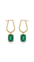 Bella II Brincos Banhados em Ouro com Pedra Verde Esmeralda