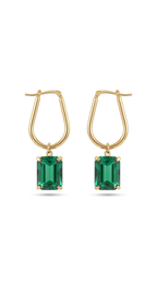 Bella II Brincos Banhados em Ouro com Pedra Verde Esmeralda