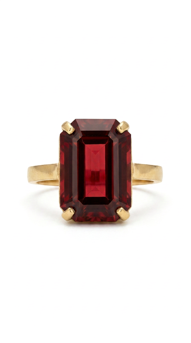 Bella III Anel Banhado em Ouro com Pedra Vermelho Tormalino